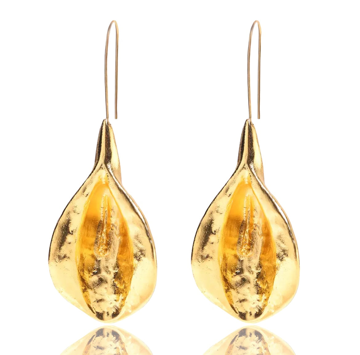 GurlFly Golden Leaf-Shaped Metal Style Vintage Trend Drop Earrings